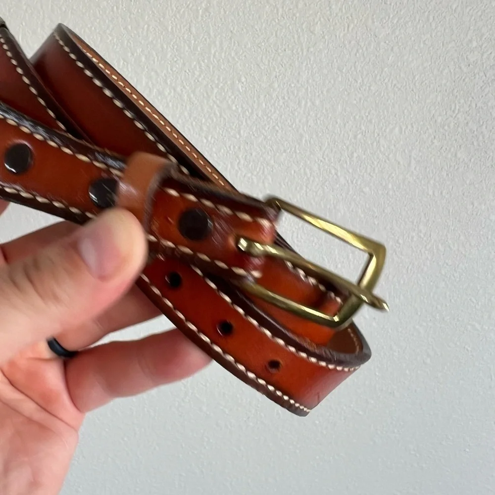 VTG TEX TAN GENUINE COWHIDE COWBOY BELT SIZE 36 BROWN LEATHER Made In The USA